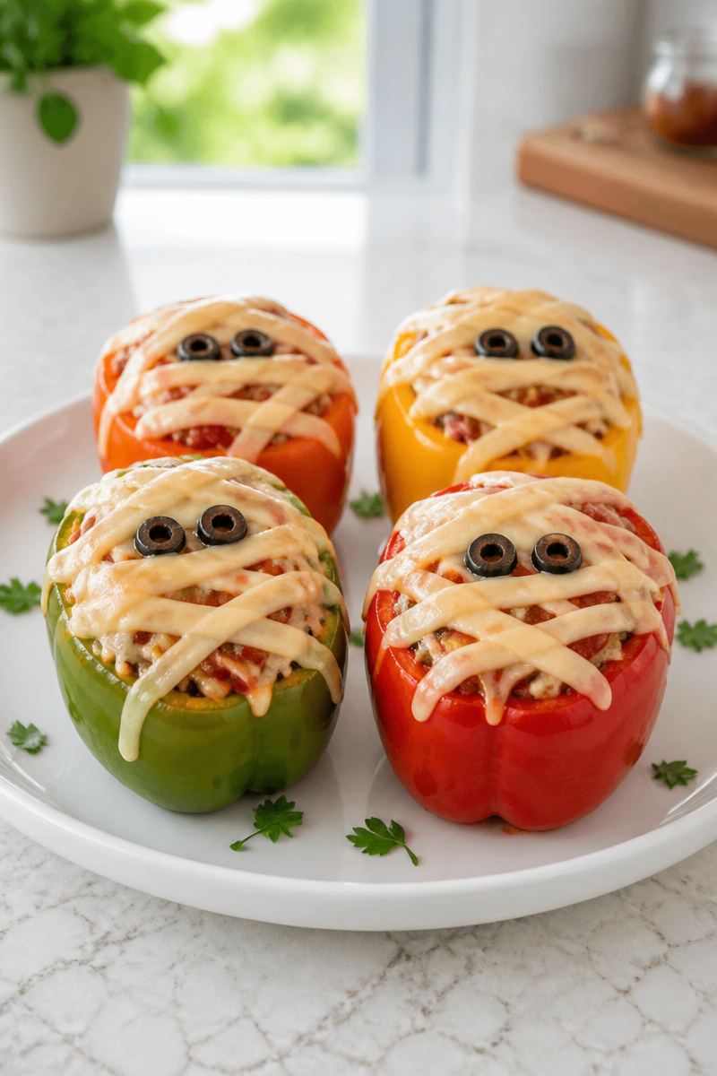 Mummy Wrapped Cheesy Stuffed Peppers Mummy Wrapped Cheesy Stuffed Peppers