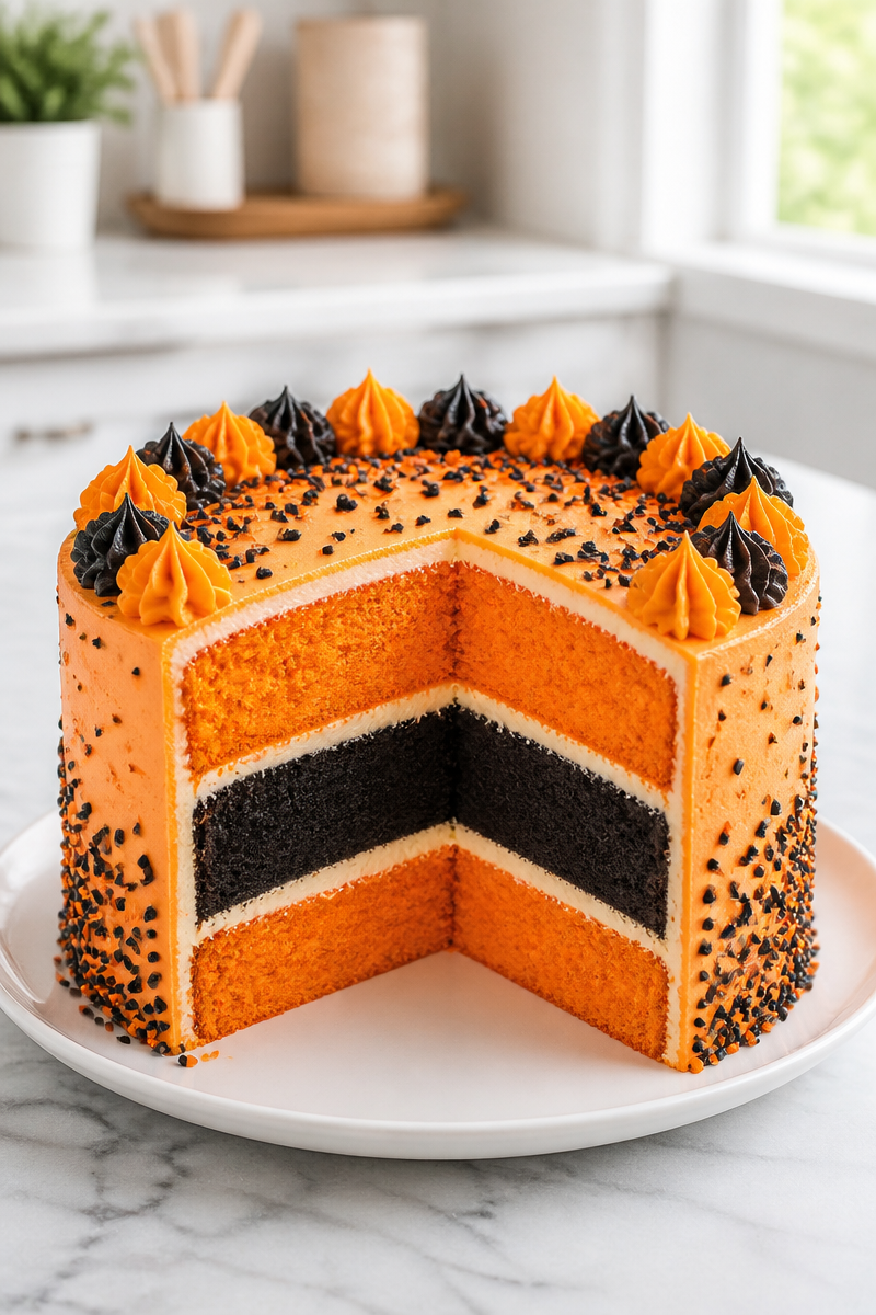 Orange Black Halloween Layer Cake Orange Black Halloween Layer Cake