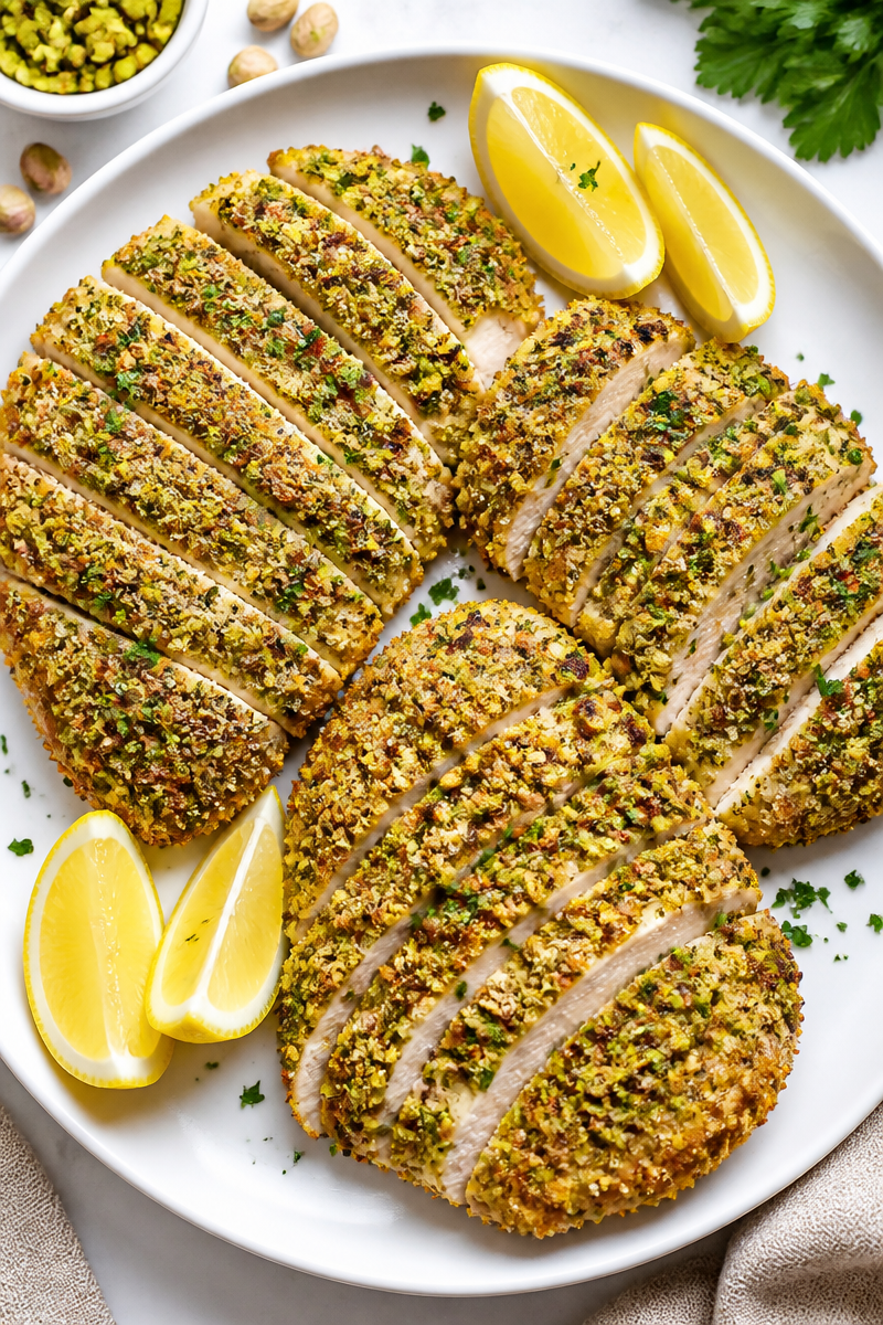 Pistachio Crusted Baked Chicken Cutlet