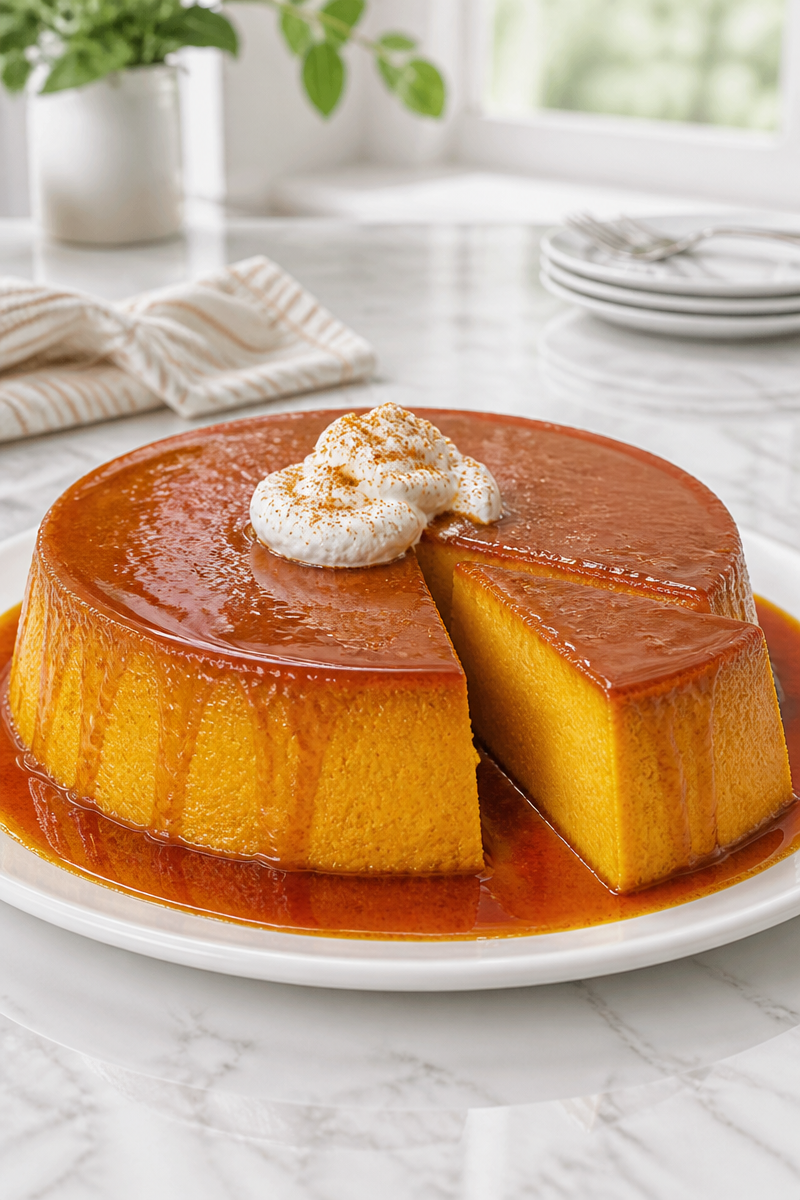 Pumpkin Flan Caramel Custard Dessert