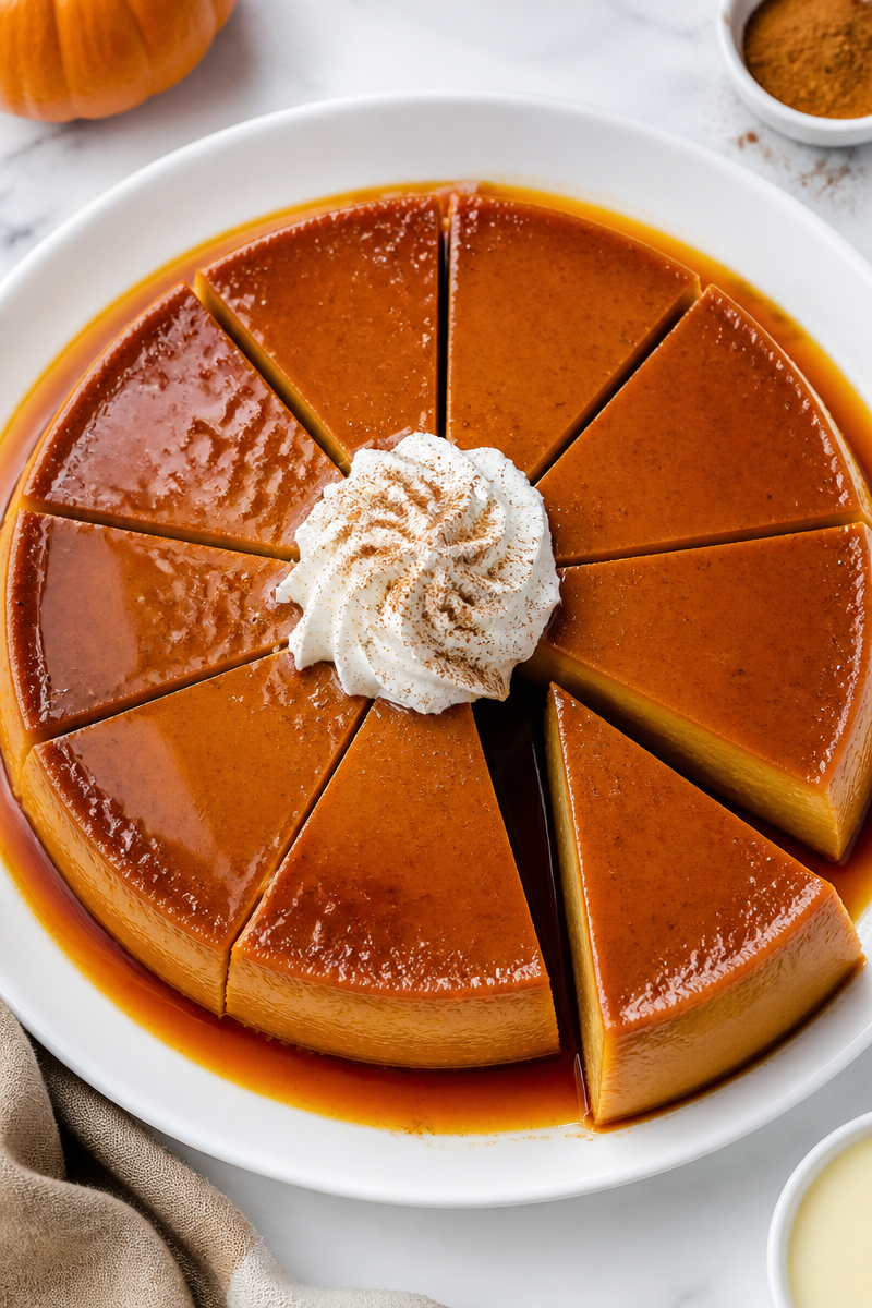Pumpkin Flan Caramel Custard Dessert