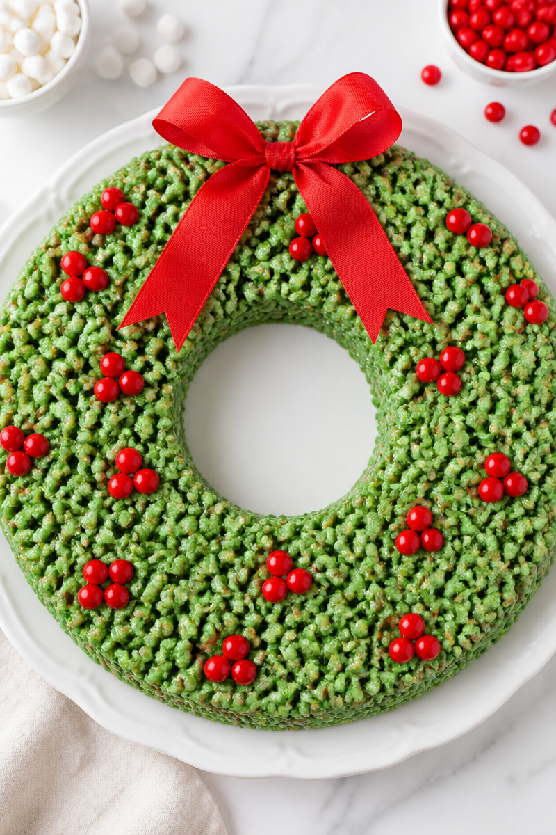 Quick Christmas Rice Krispie Wreath Quick Christmas Rice Krispie Wreath