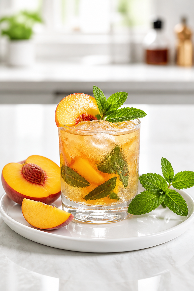 Refreshing Peach Bourbon Smash Cocktail Refreshing Peach Bourbon Smash Cocktail