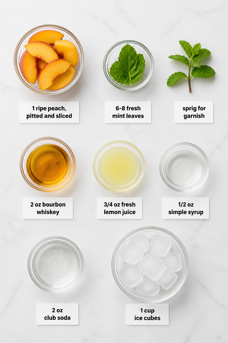 Refreshing Peach Bourbon Smash Cocktail Refreshing Peach Bourbon Smash Cocktail