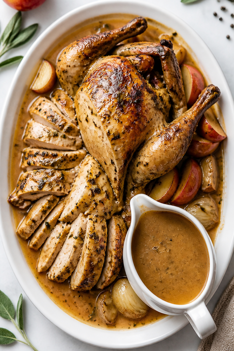 Roast Pheasant Apple Sage Gravy