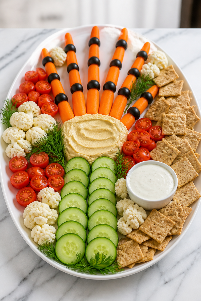 Skeleton Hand Veggie Cracker Tray