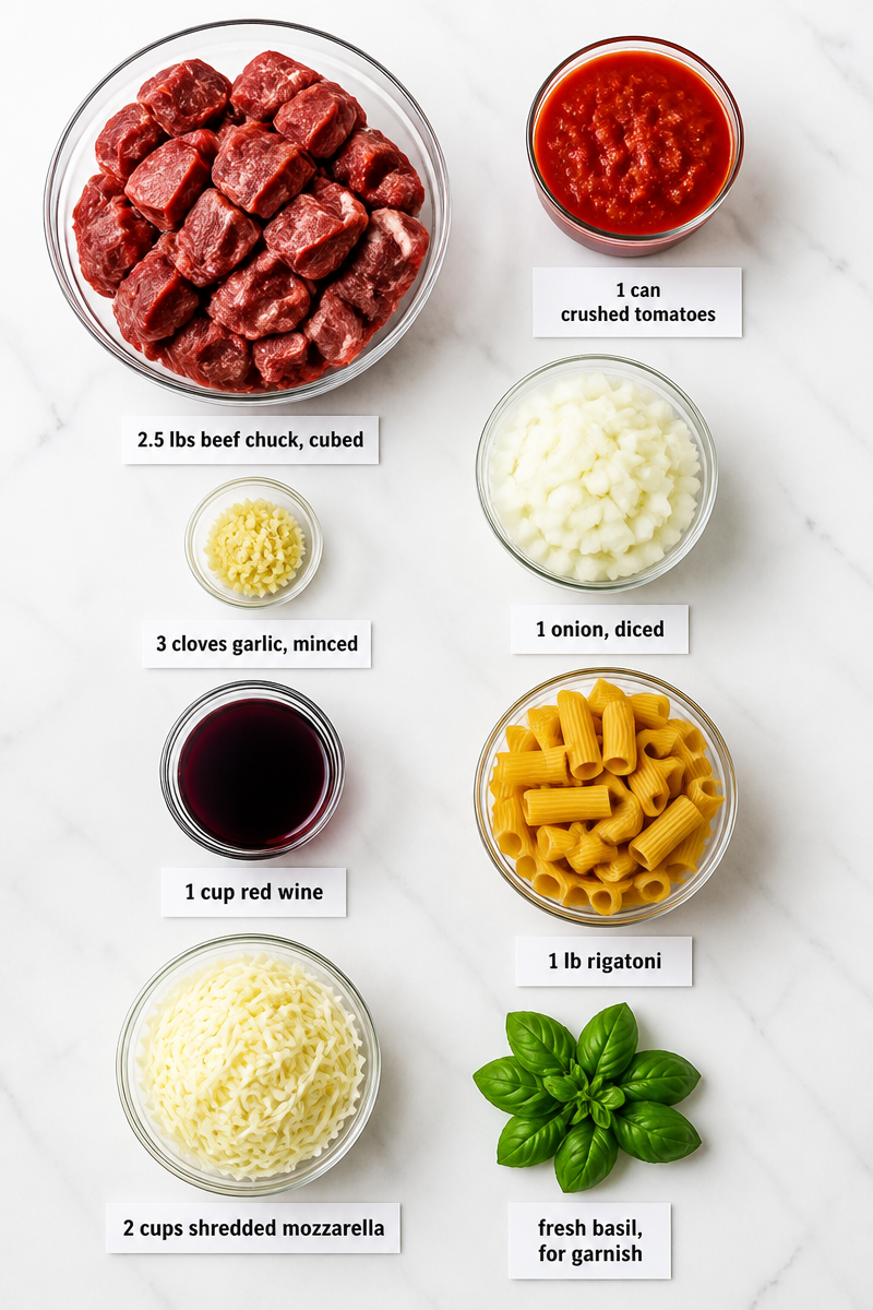 Slow Cooker Beef Ragu Rigatoni Bake