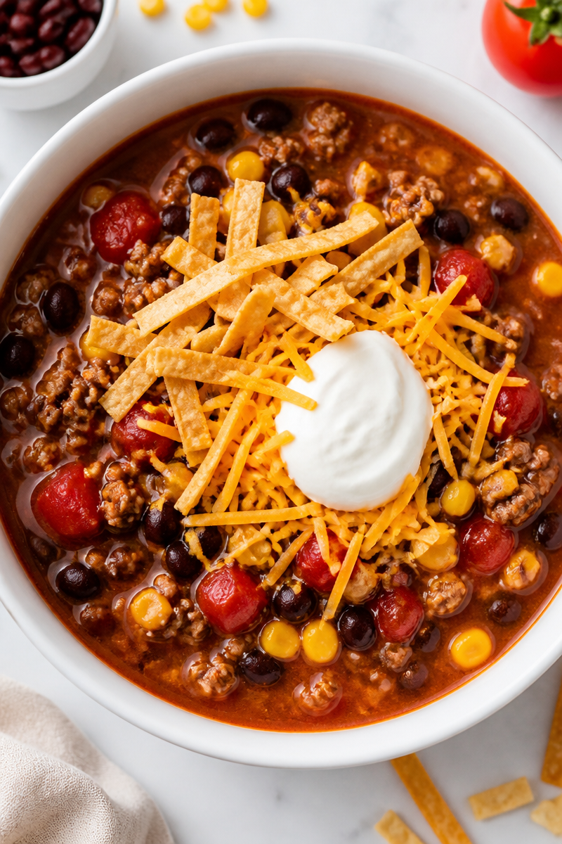 Slow Cooker Beef Taco Soup Corn