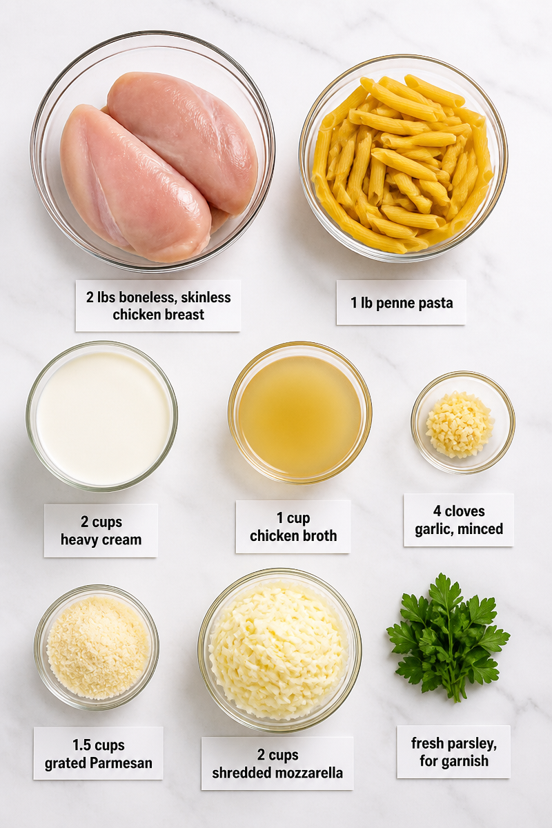 Slow Cooker Chicken Alfredo Bake Casserole