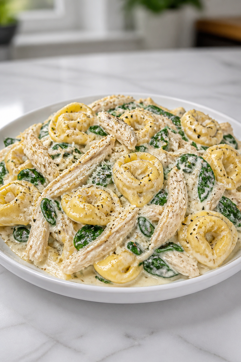 Slow Cooker Chicken Alfredo Spinach Tortellini Slow Cooker Chicken Alfredo Spinach Tortellini
