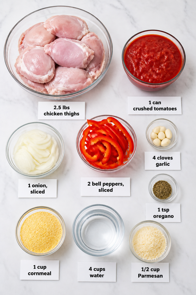 Slow Cooker Chicken Cacciatore Polenta