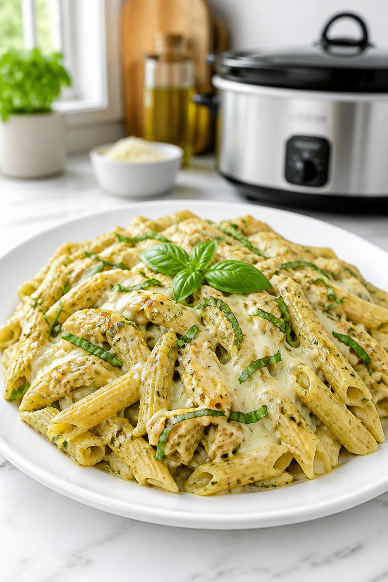 Slow Cooker Chicken Pesto Pasta Bake Slow Cooker Chicken Pesto Pasta Bake