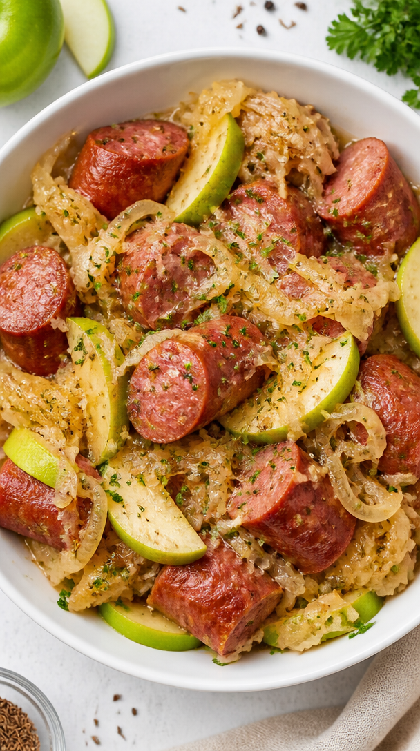 Slow Cooker Kielbasa Sauerkraut Apple