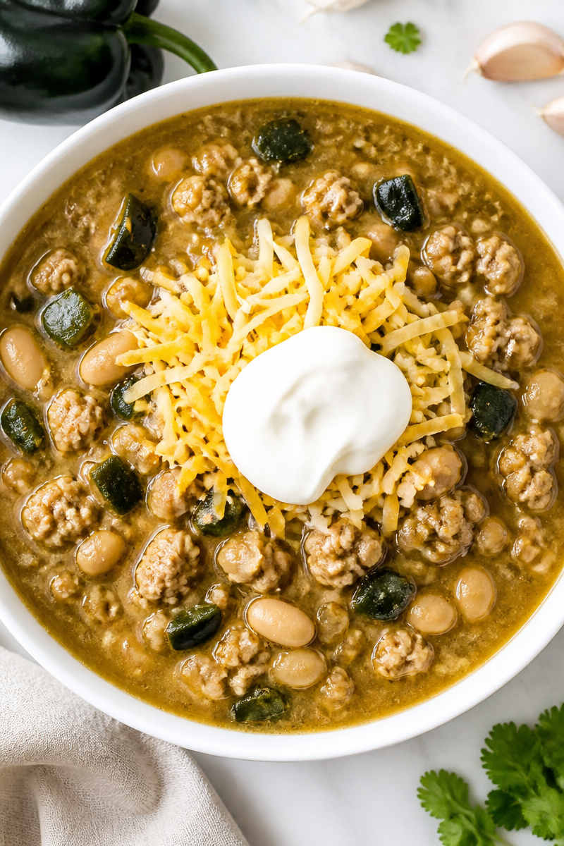 Slow Cooker Turkey Chili Verde Poblano