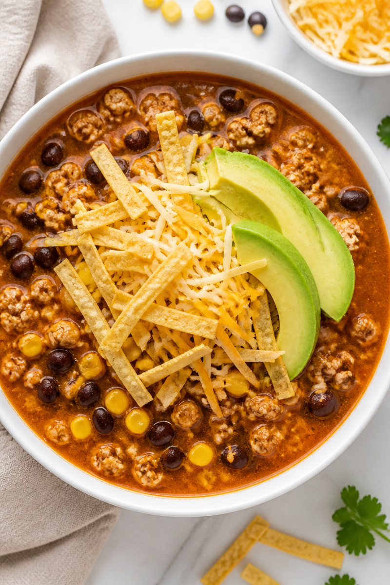 Slow Cooker Turkey Enchilada Soup Bowl Slow Cooker Turkey Enchilada Soup Bowl