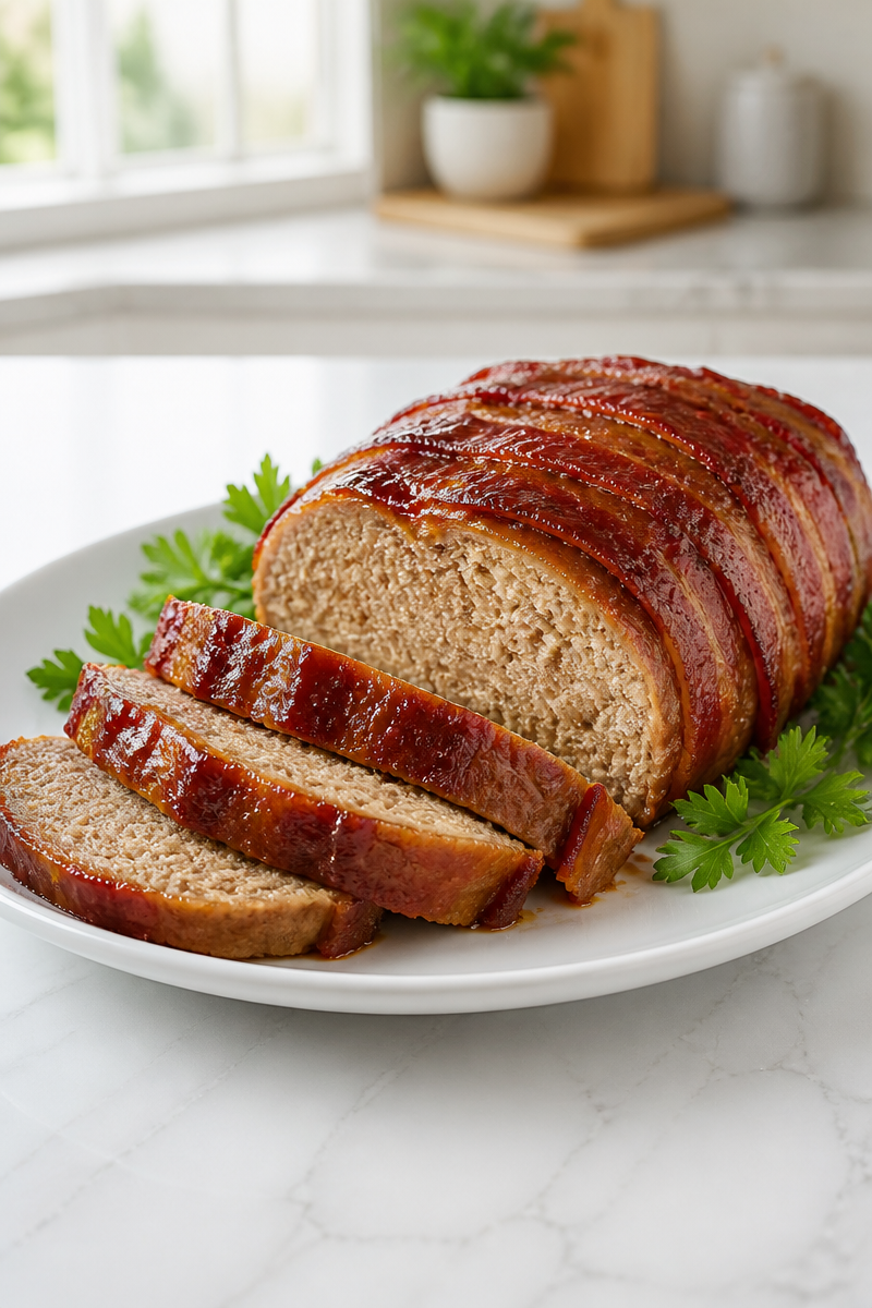 Slow Cooker Turkey Meatloaf Bacon Wrapped