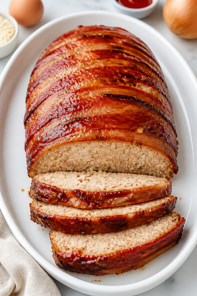 Slow Cooker Turkey Meatloaf Bacon Wrapped
