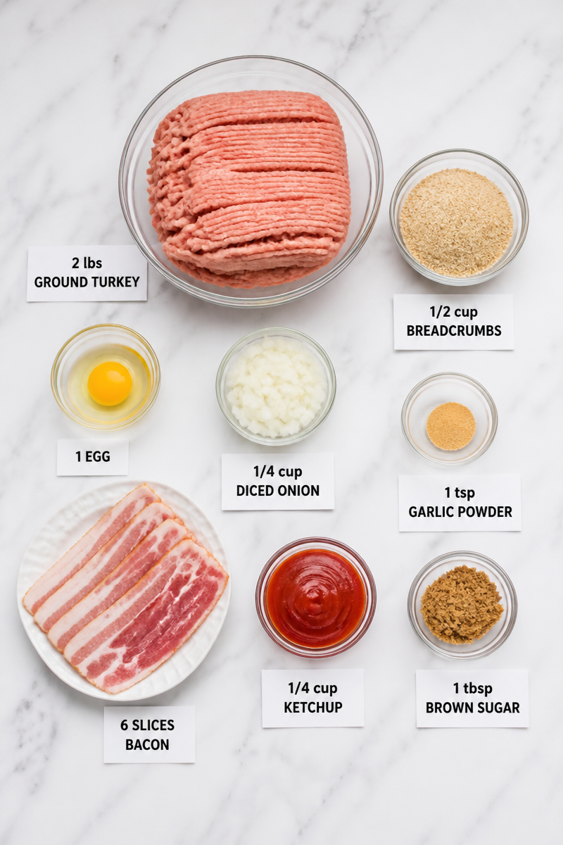 Slow Cooker Turkey Meatloaf Bacon Wrapped