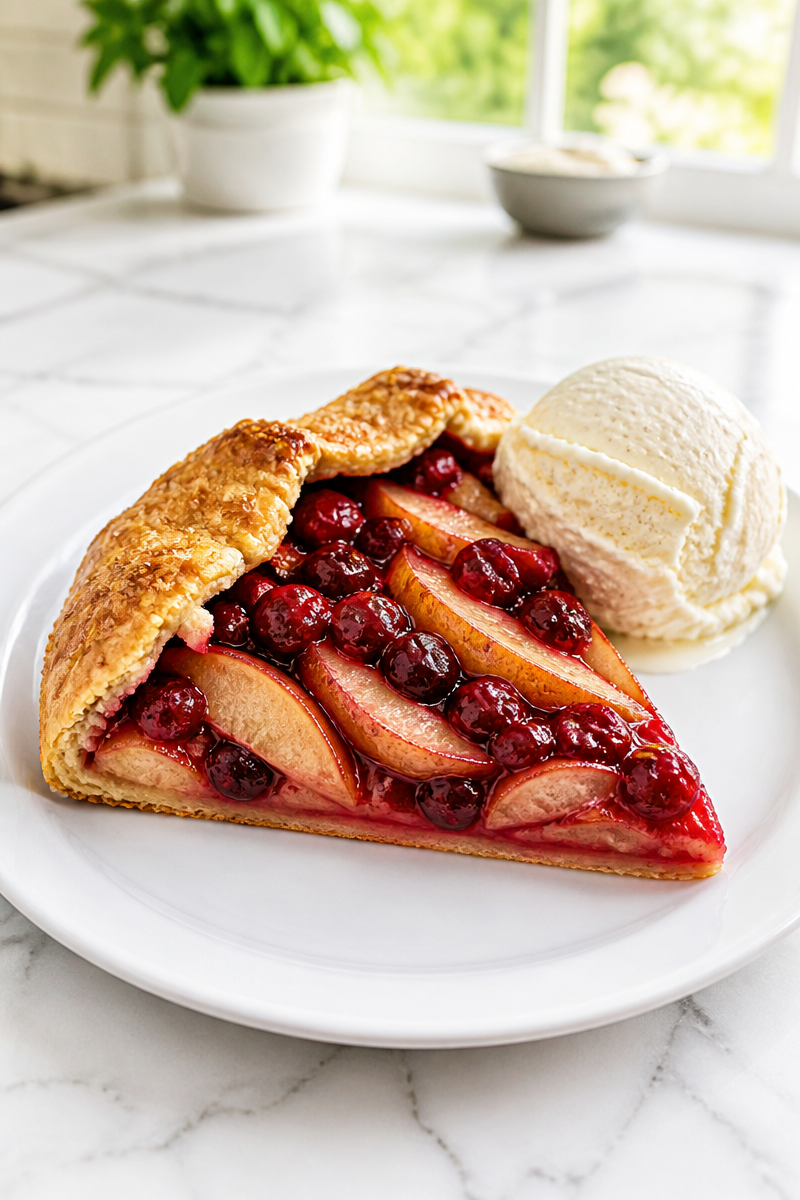Spiced Pear Cranberry Galette Slice