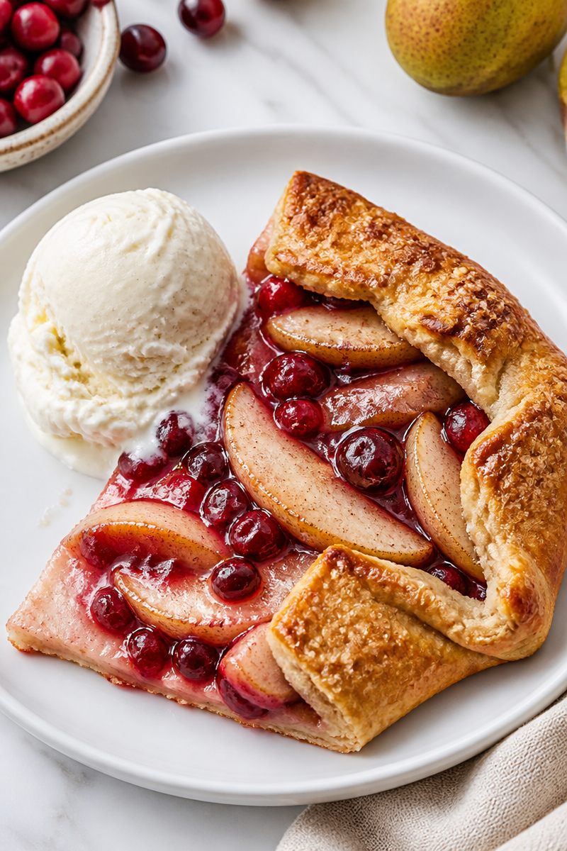 Spiced Pear Cranberry Galette Slice