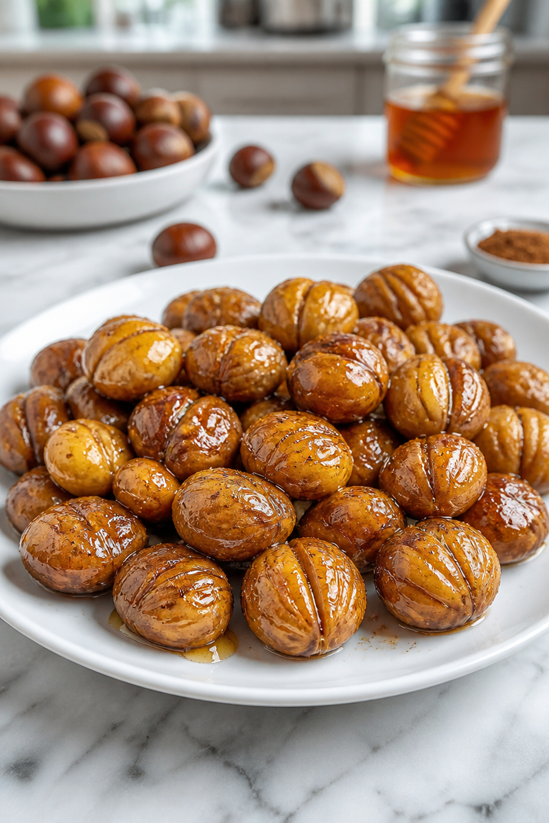 Spiced Roasted Chestnuts Honey Drizzle Spiced Roasted Chestnuts Honey Drizzle
