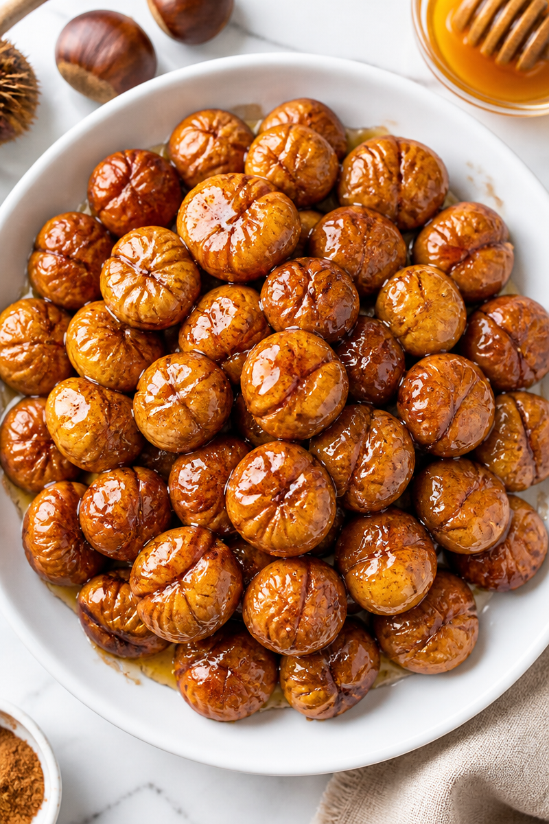 Spiced Roasted Chestnuts Honey Drizzle Spiced Roasted Chestnuts Honey Drizzle