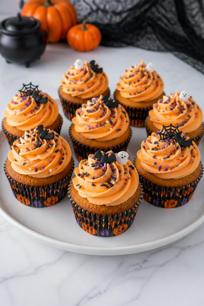 Spooky Halloween Pumpkin Spice Cupcakes