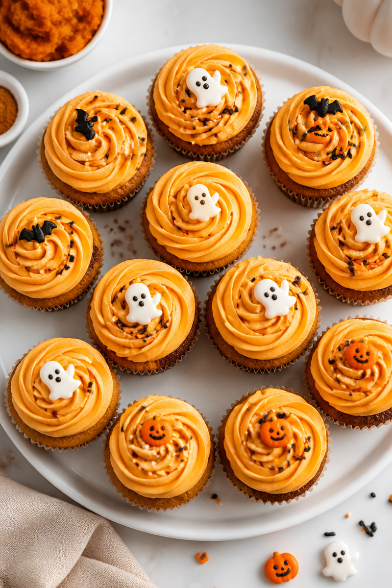 Spooky Halloween Pumpkin Spice Cupcakes