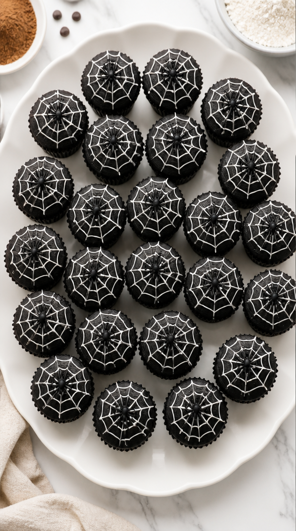 Spooky Halloween Spider Web Cupcakes