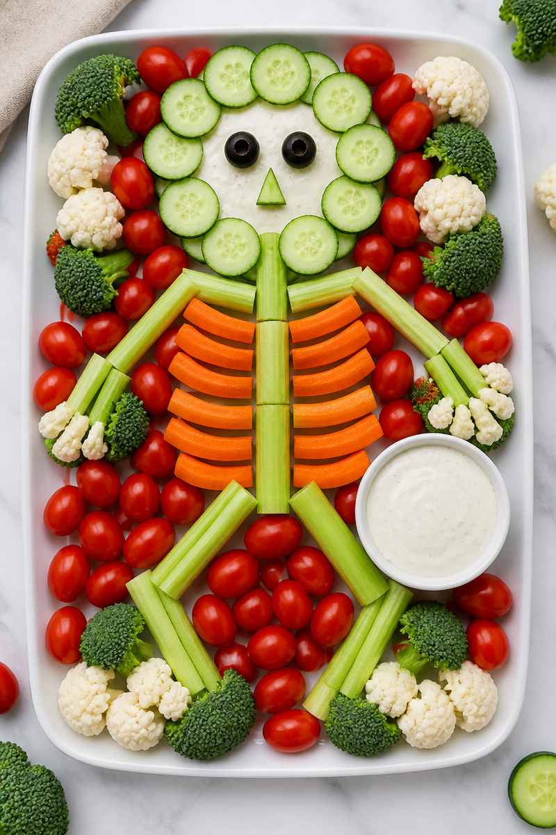 Spooky Halloween Veggie Skeleton Tray Spooky Halloween Veggie Skeleton Tray