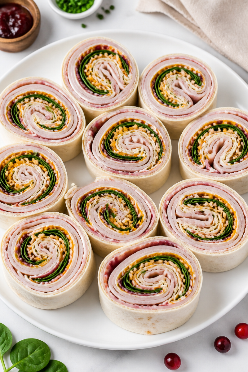 Turkey Cranberry Pinwheel Appetizer Bite Turkey Cranberry Pinwheel Appetizer Bite