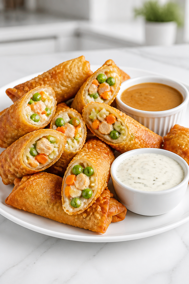 Turkey Pot Pie Egg Roll Bite Turkey Pot Pie Egg Roll Bite