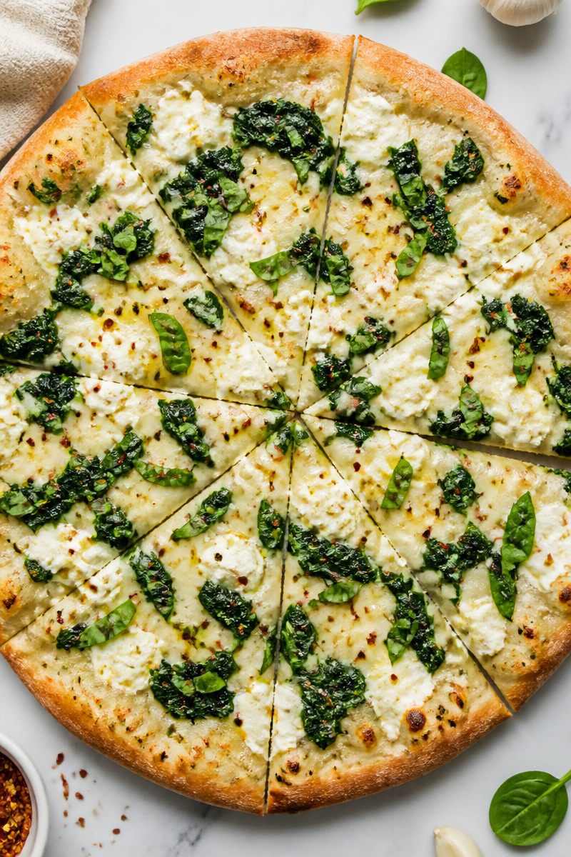 White Pizza Ricotta Spinach Garlic
