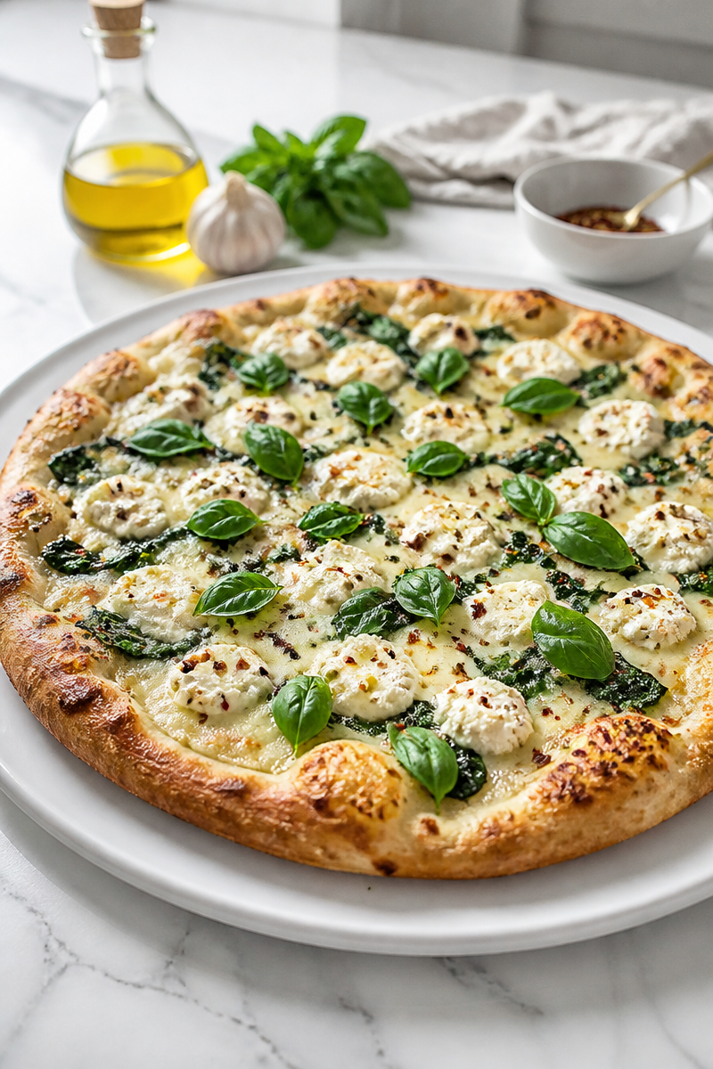 White Pizza Ricotta Spinach Garlic