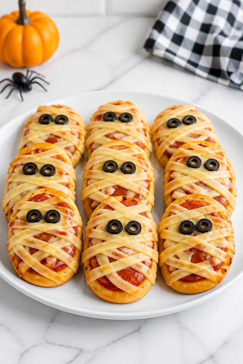 Halloween mummy pizza bites, a fun and festive snack for parties