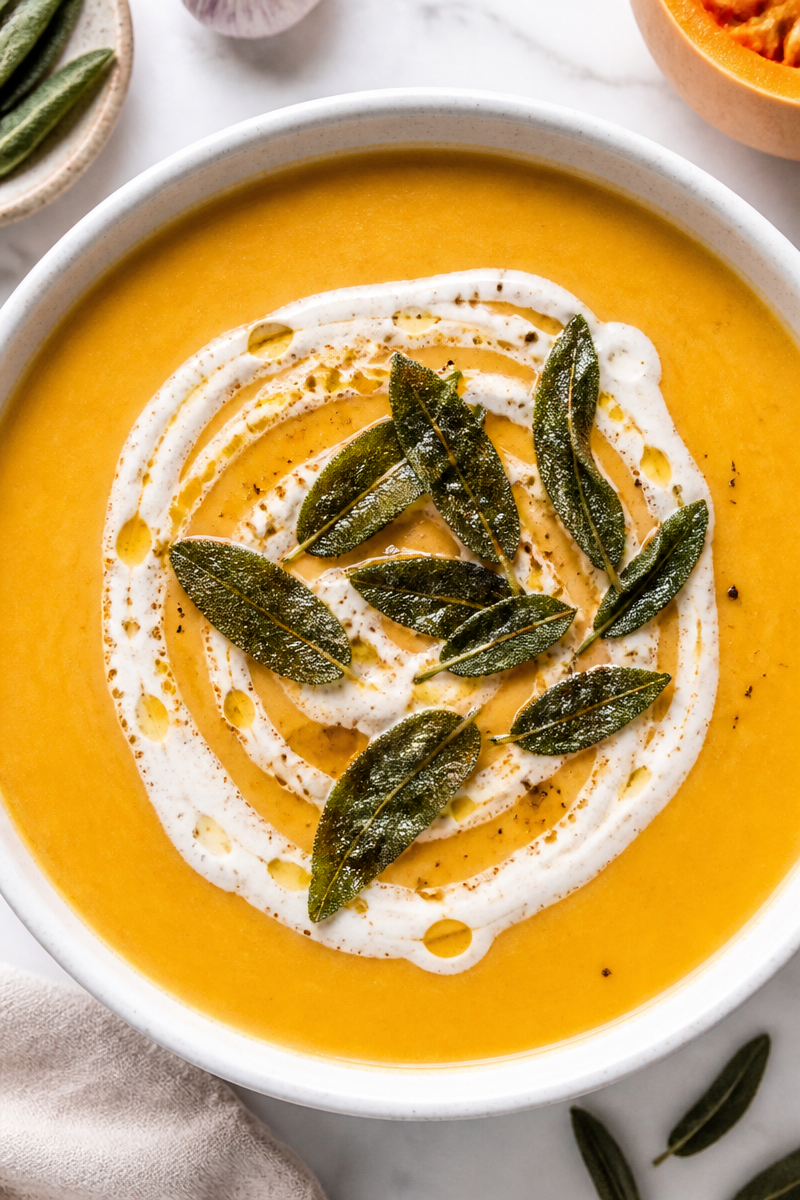 Butternut Squash Bisque Sage Cream Butternut Squash Bisque Sage Cream