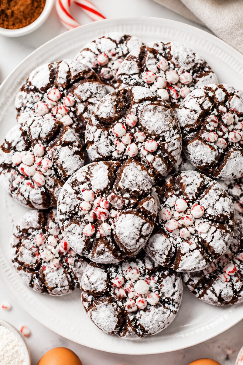 Candy Cane Chocolate Crinkle Cookie Candy Cane Chocolate Crinkle Cookie