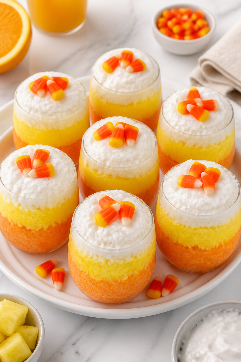 Candy Corn Sorbet Scoop Treat