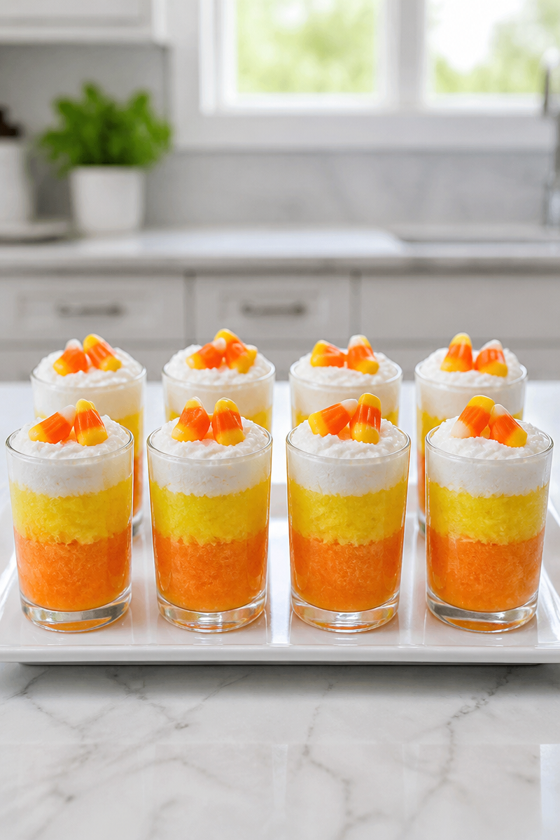 Candy Corn Sorbet Scoop Treat