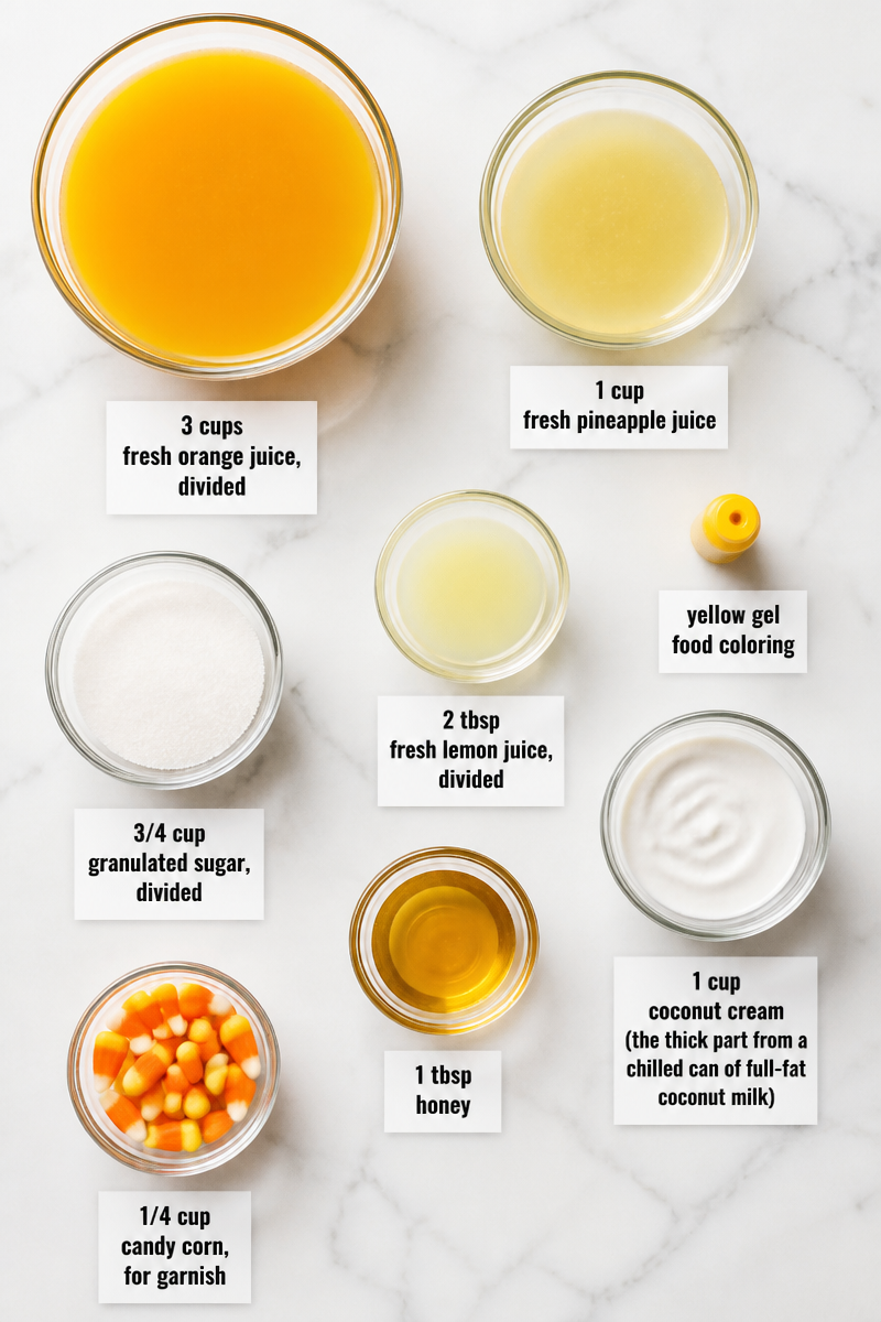 Candy Corn Sorbet Scoop Treat