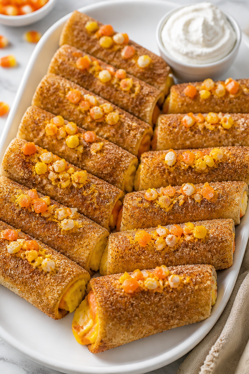 Candy Corn Taquito Dessert Roll Candy Corn Taquito Dessert Roll