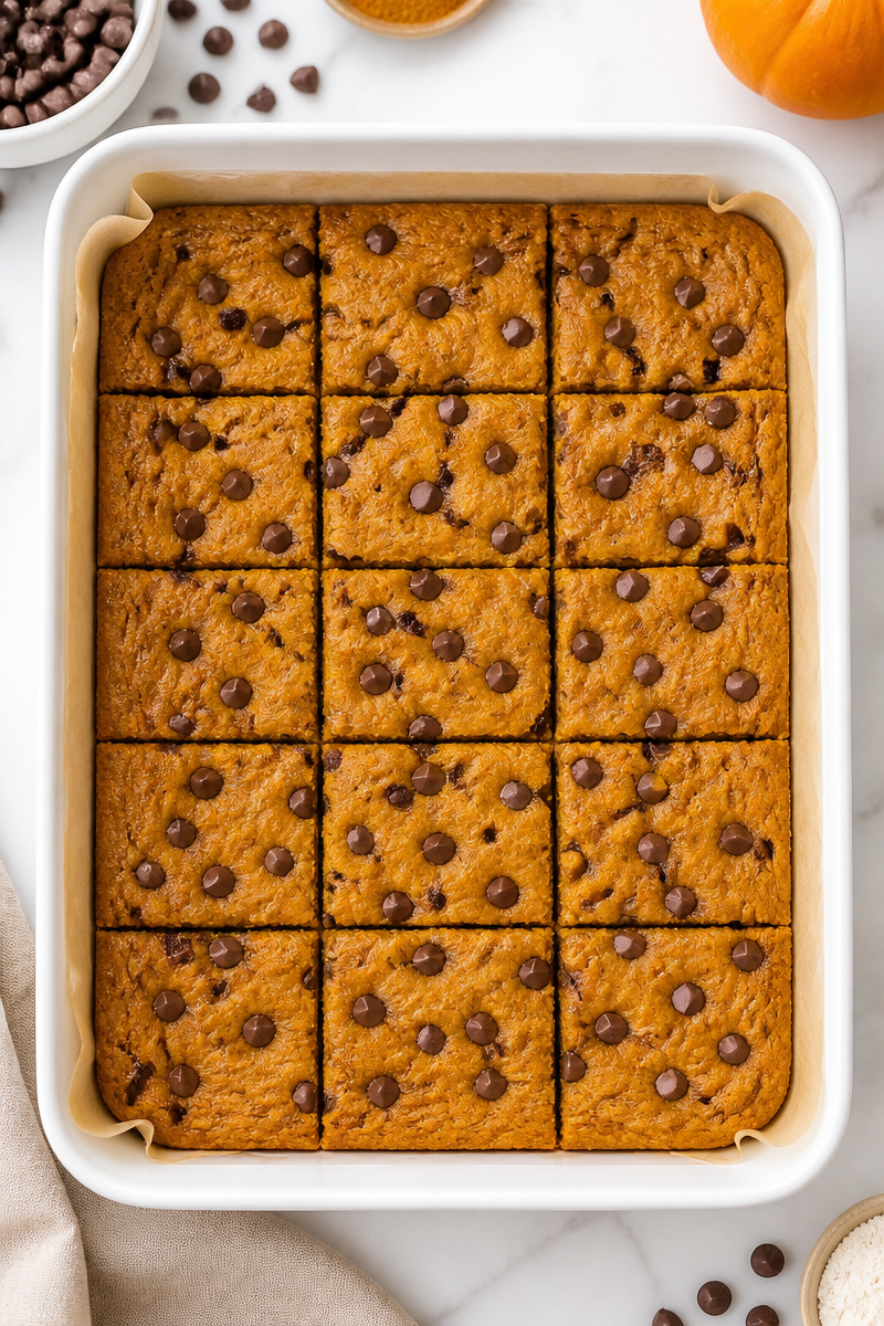 Chewy Pumpkin Chocolate Chip Cookie Bar