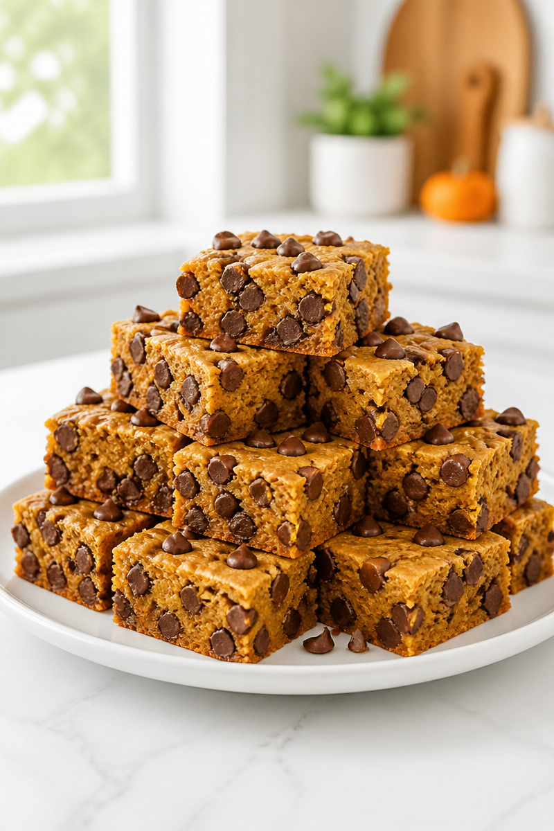 Chewy Pumpkin Chocolate Chip Cookie Bar