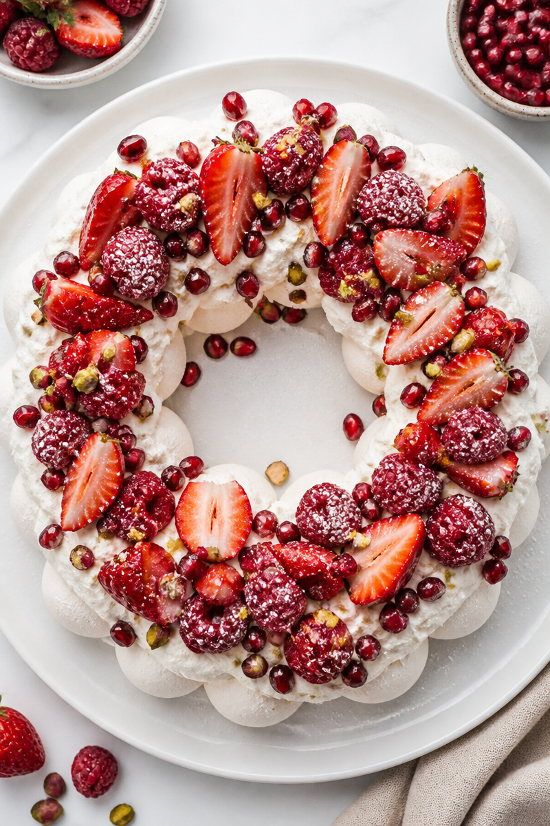 Christmas Pavlova Wreath Berry Dessert