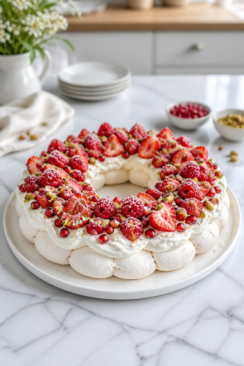 Christmas Pavlova Wreath Berry Dessert