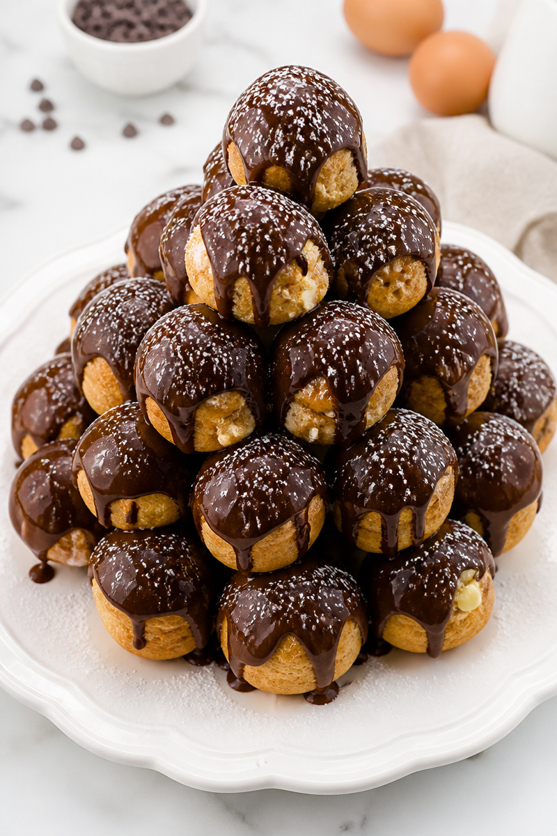 Classic Chocolate Profiterole Christmas Dessert