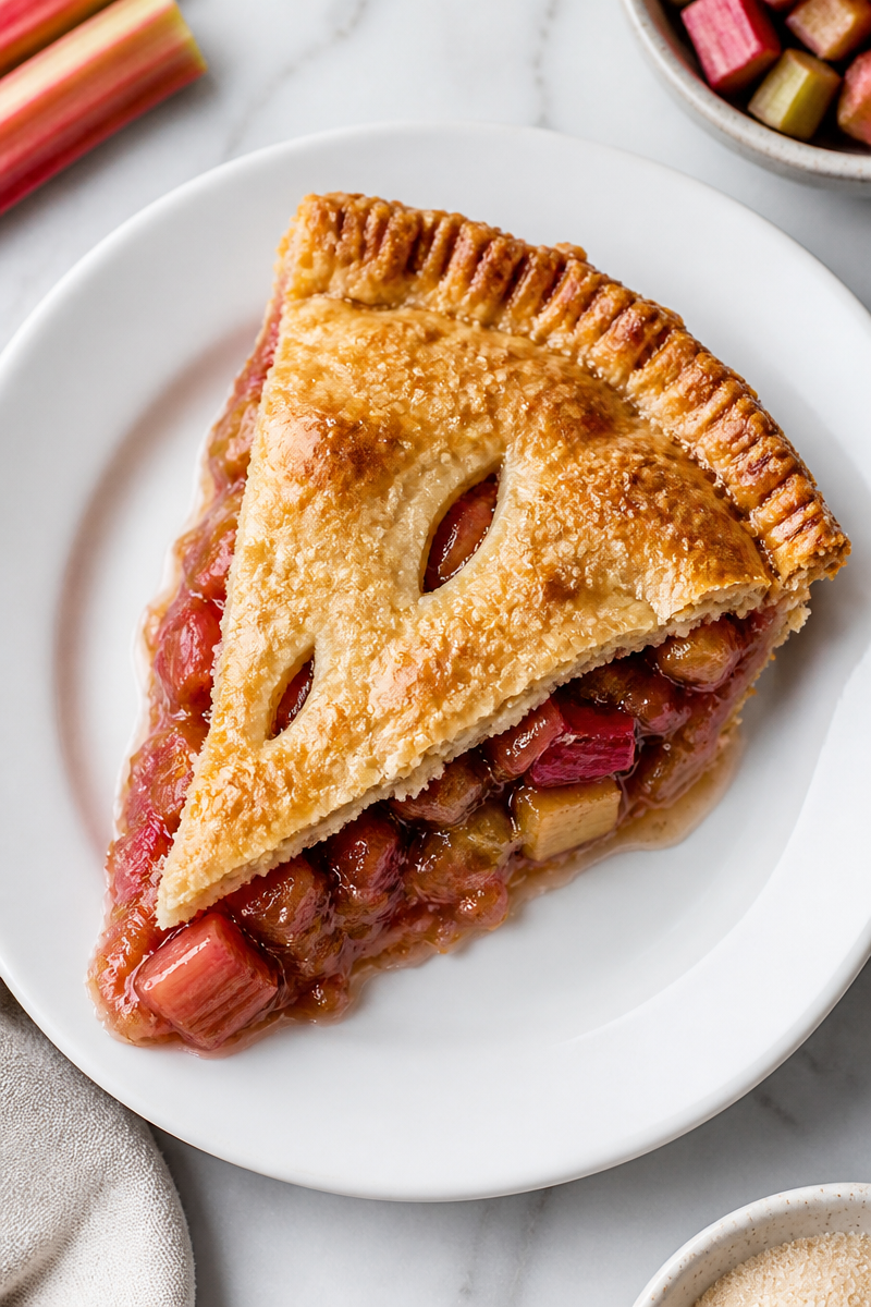 Classic Old Fashioned Rhubarb Pie Slice Classic Old Fashioned Rhubarb Pie Slice