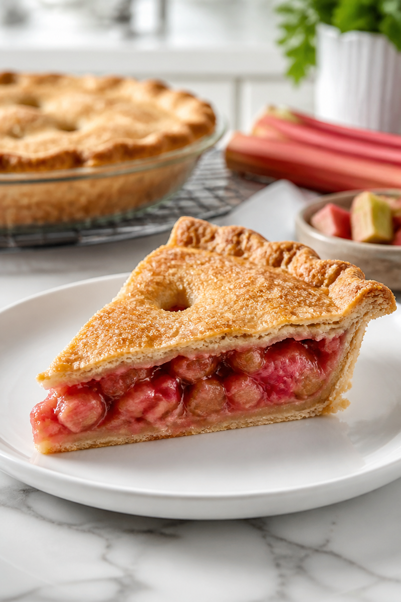 Classic Old Fashioned Rhubarb Pie Slice Classic Old Fashioned Rhubarb Pie Slice