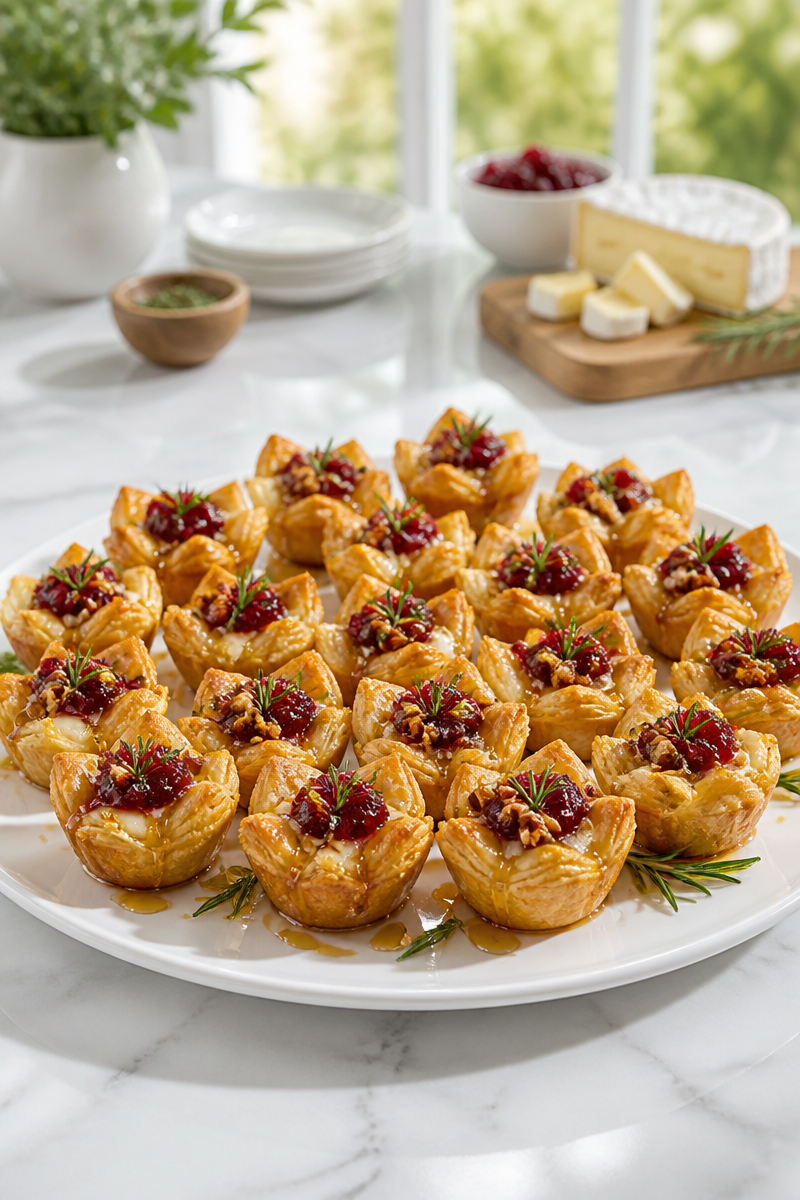 Cranberry Brie Puff Pastry Bite