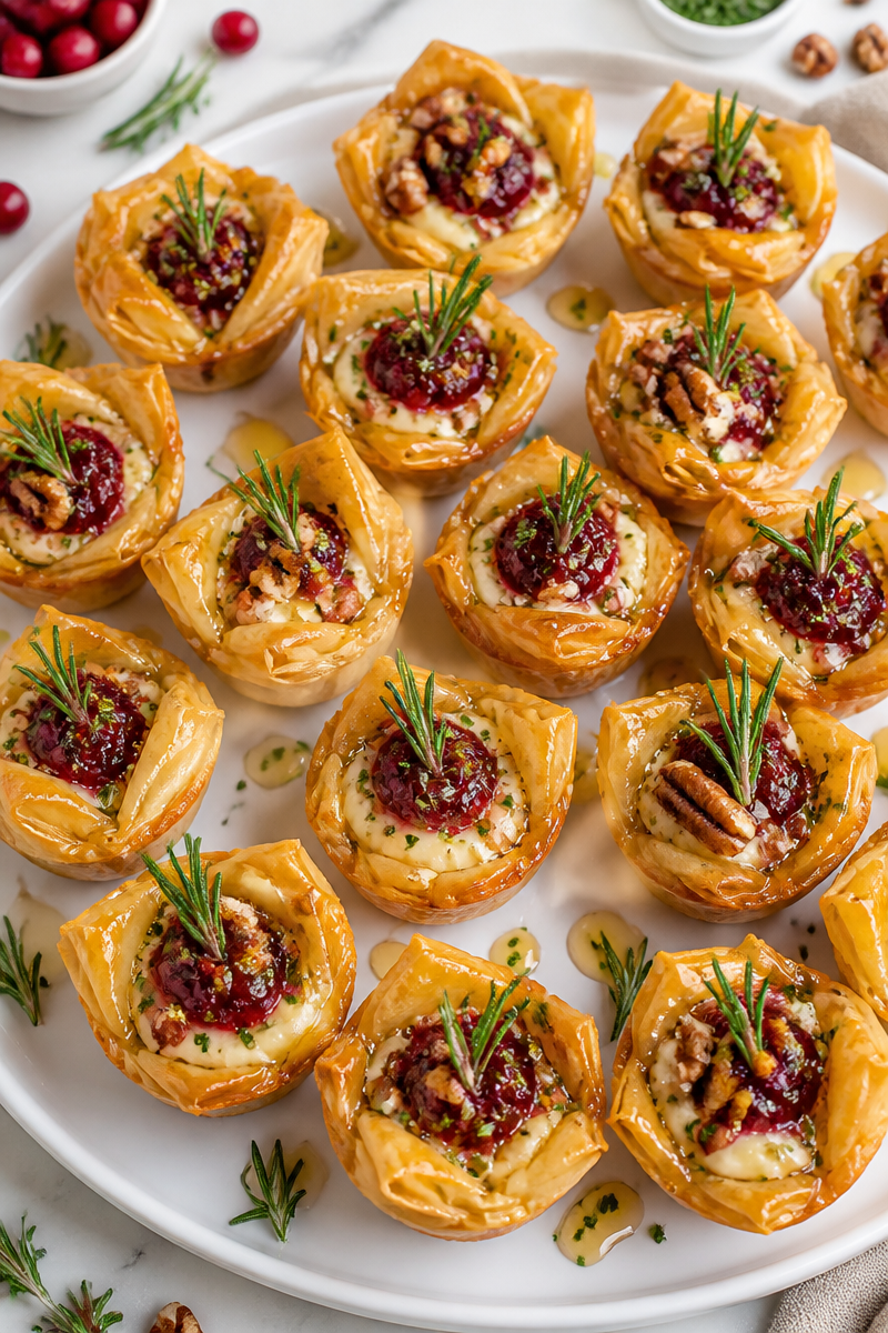 Cranberry Brie Puff Pastry Bite